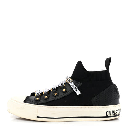 Christian Dior Technical Knit Calfskin Womens Walk'N'Dior High Top Sneakers 38.5 Black 1 of 12