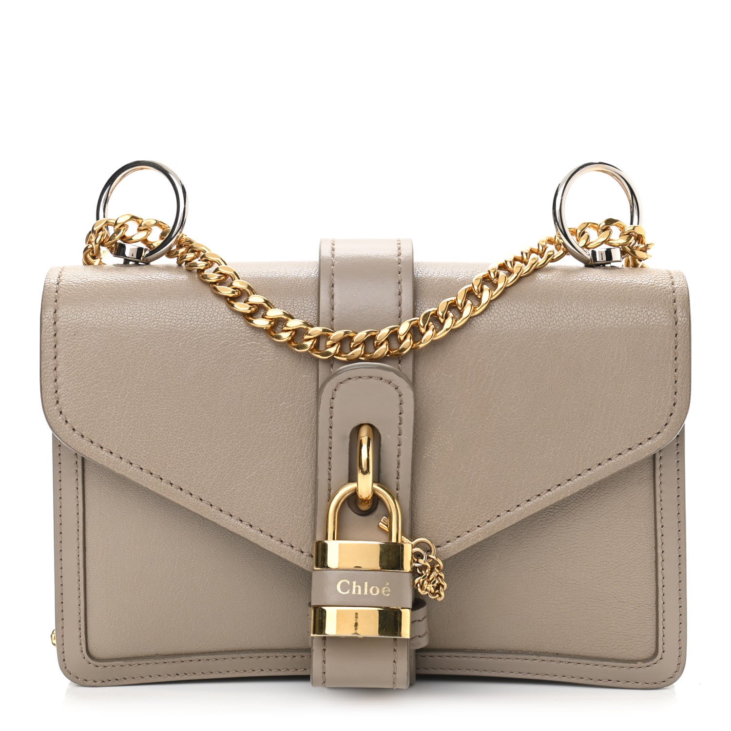 Chloe Shiny Goatskin Calfskin Aby Chain Shoulder Bag Motty Grey 1 of 10