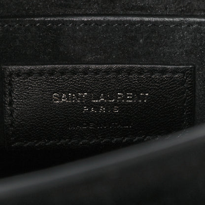 Saint Laurent Calfskin Crocodile Embossed Medium Monochrome Monogram Sunset Black 7 of 12