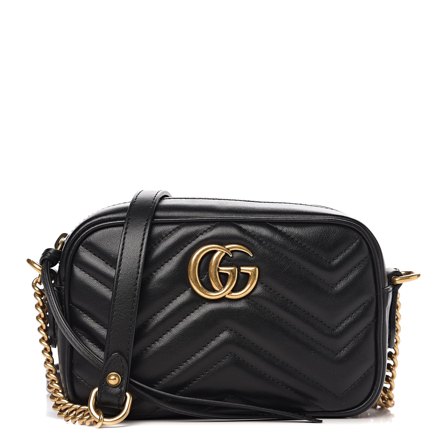 Calfskin Matelasse Mini GG Marmont Chain Shoulder Bag Black