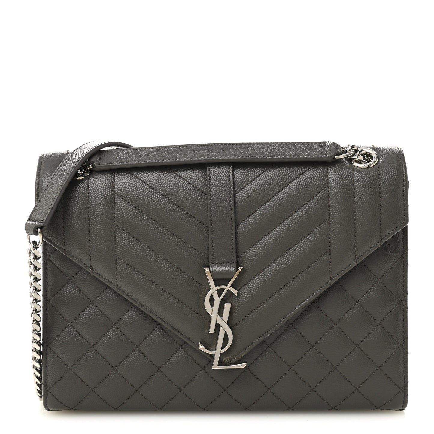 Grain De Poudre Textured Mixed Matelasse Medium Triquilt Monogram Satchel Earth Earth