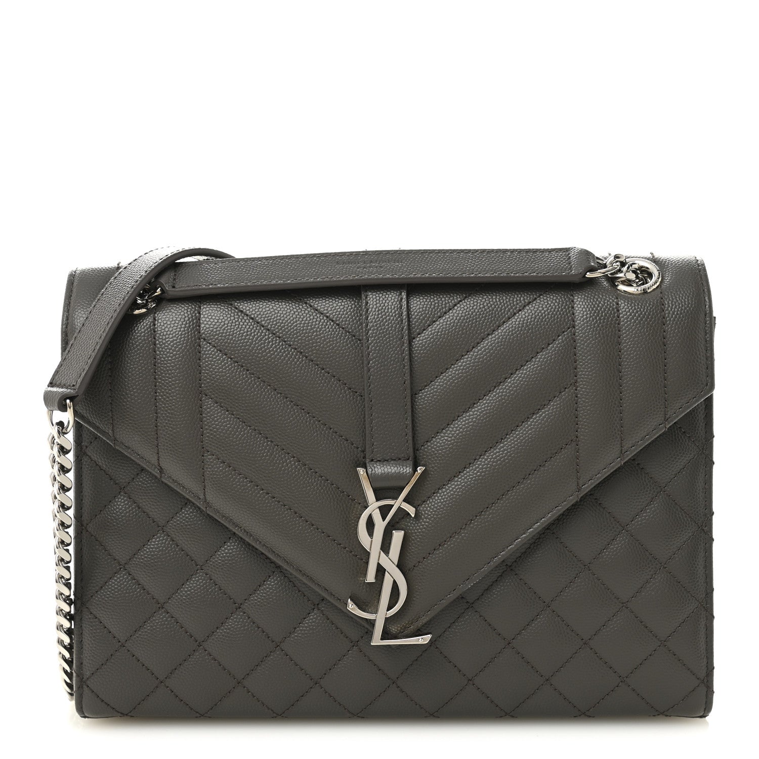 Saint Laurent Grain De Poudre Textured Mixed Matelasse Medium Triquilt Monogram Satchel Earth Earth 1 of 9