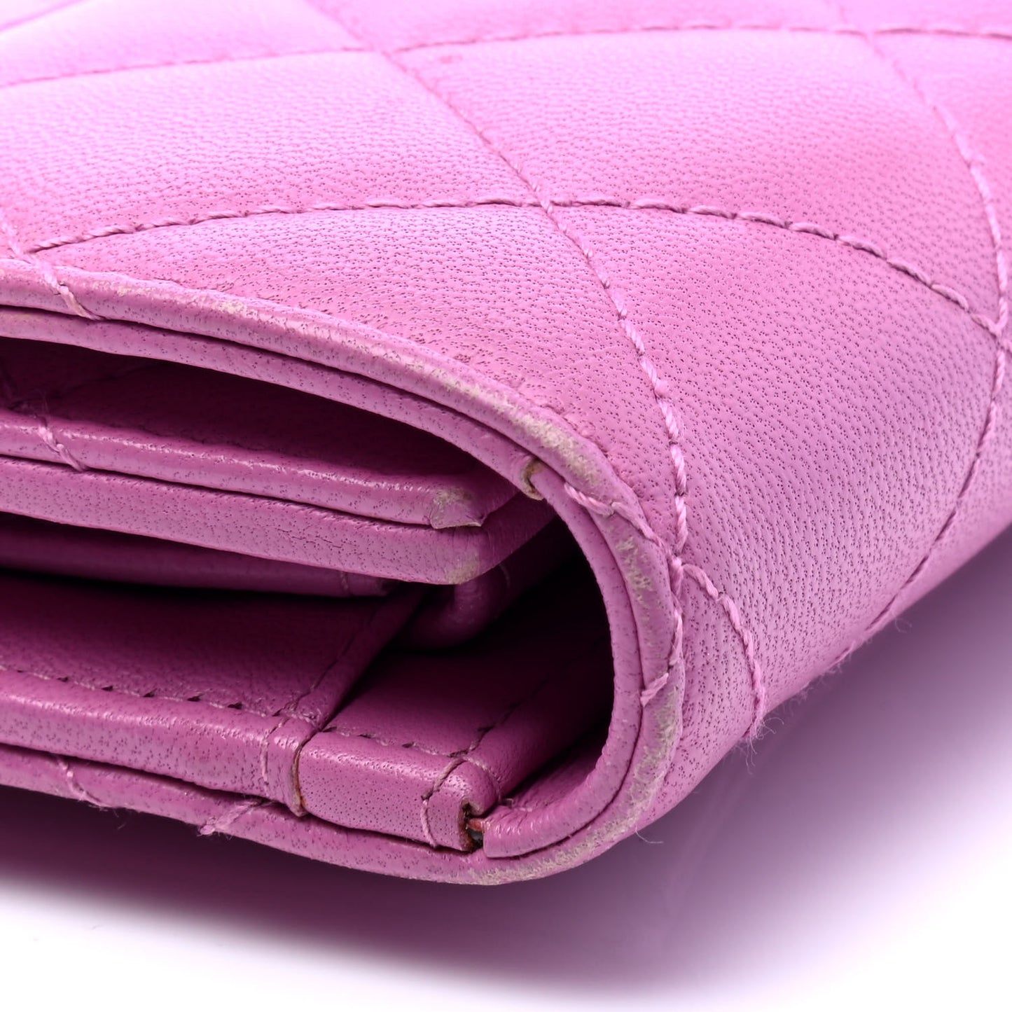 Lambskin Quilted Large Flap Wallet Violet