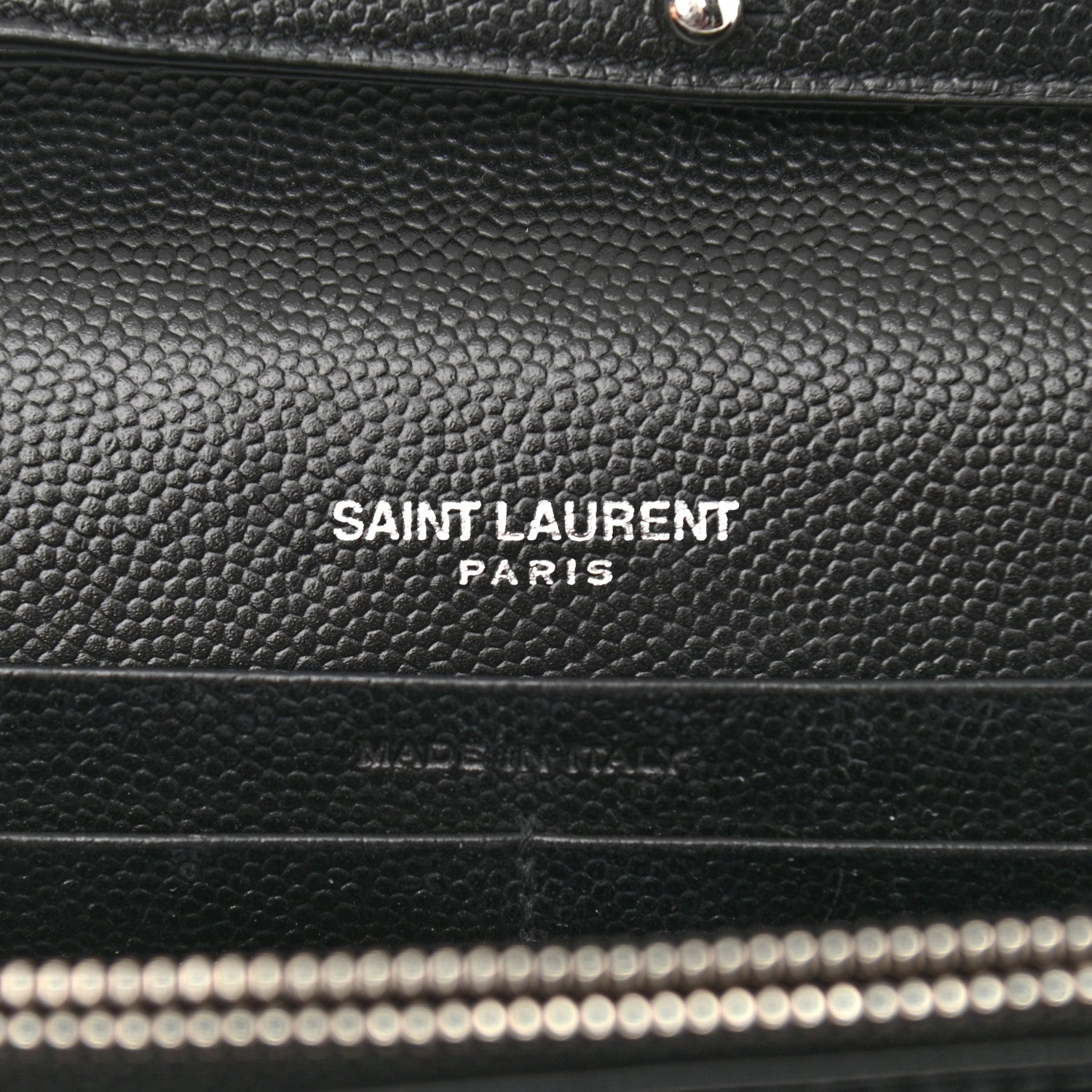 Saint Laurent Grain De Poudre Matelasse Chevron Monogram Chain Wallet Black 6 of 10