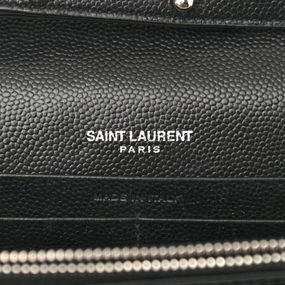 Saint Laurent Grain De Poudre Matelasse Chevron Monogram Chain Wallet Black 6 of 10