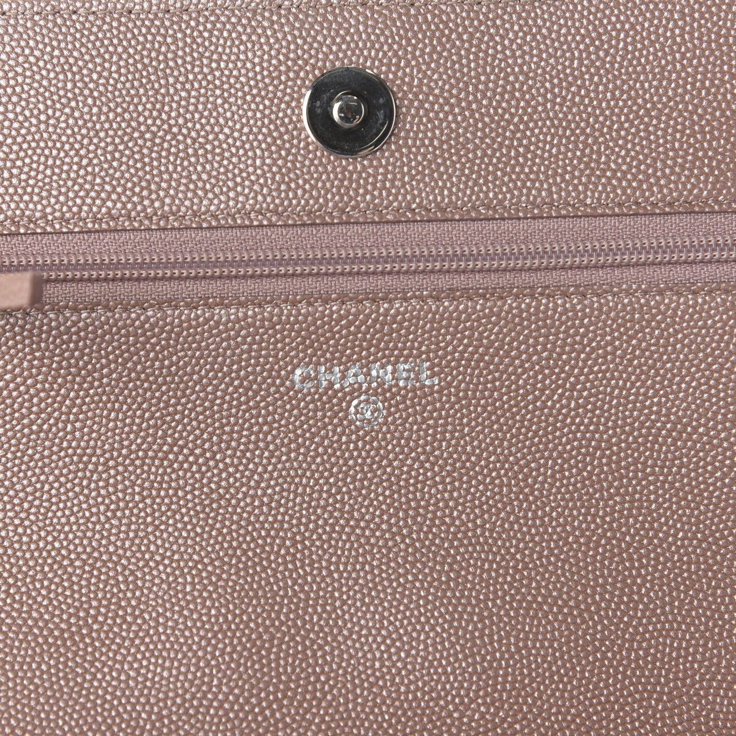 Metallic Caviar Chevron Quilted Vintage Mademoiselle Wallet On Chain WOC Pink