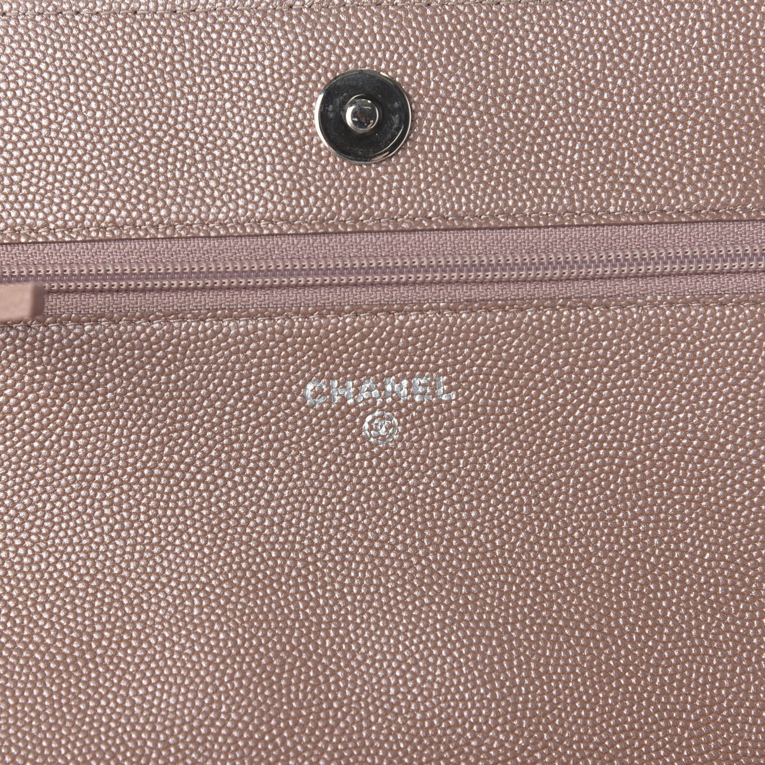 Chanel Metallic Caviar Chevron Quilted Vintage Mademoiselle Wallet On Chain WOC Pink 8 of 10