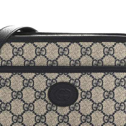 Gucci GG Supreme Monogram Textured Dollar Calfskin Mini Retro Interlocking G Shoulder Bag Beige Blue 8 of 10