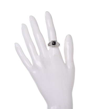 David Yurman Sterling Silver Diamond Black Onyx 7mm Petite Albion Ring 50 5.5 2 of 4