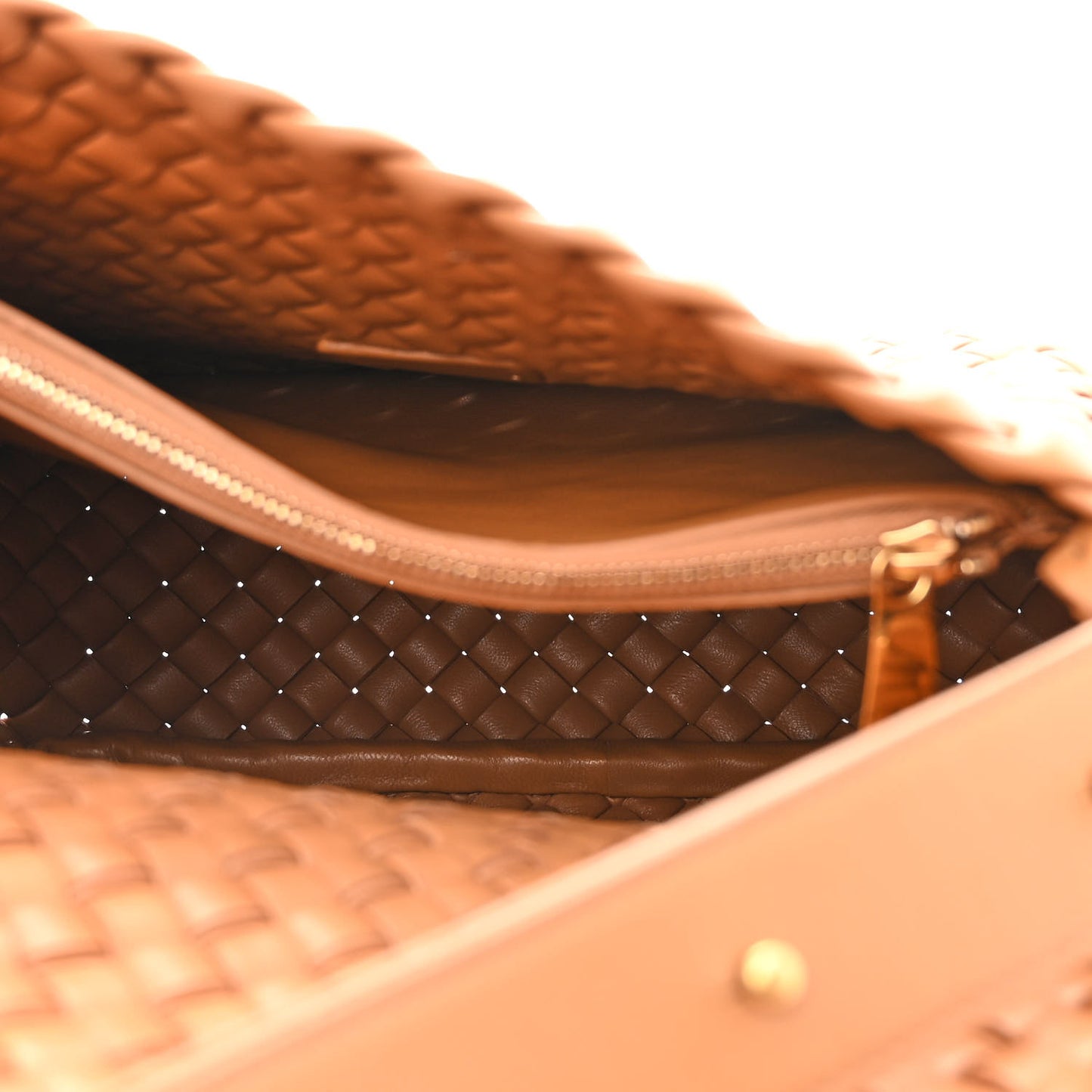 Nappa Intrecciato Cobble Shoulder Bag Caramel