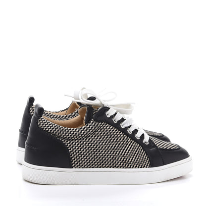 Christian Louboutin Calfskin Wool Zig Zag Womens Rantulow Orlato Flat Sneakers 39 Black White 4 of 8