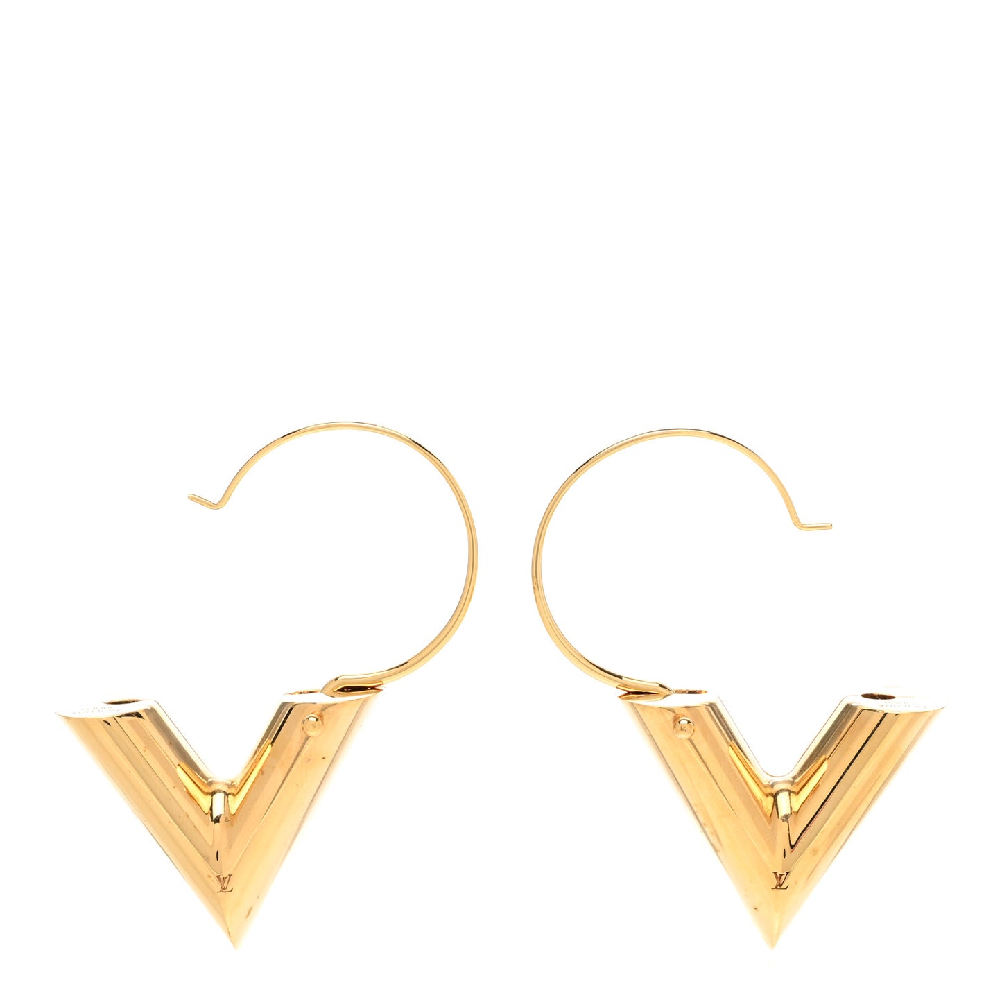 Brass Essential Large V Hoop Earrings Gold