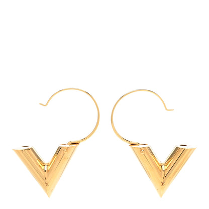 Louis Vuitton Brass Essential Large V Hoop Earrings Gold 3 of 4