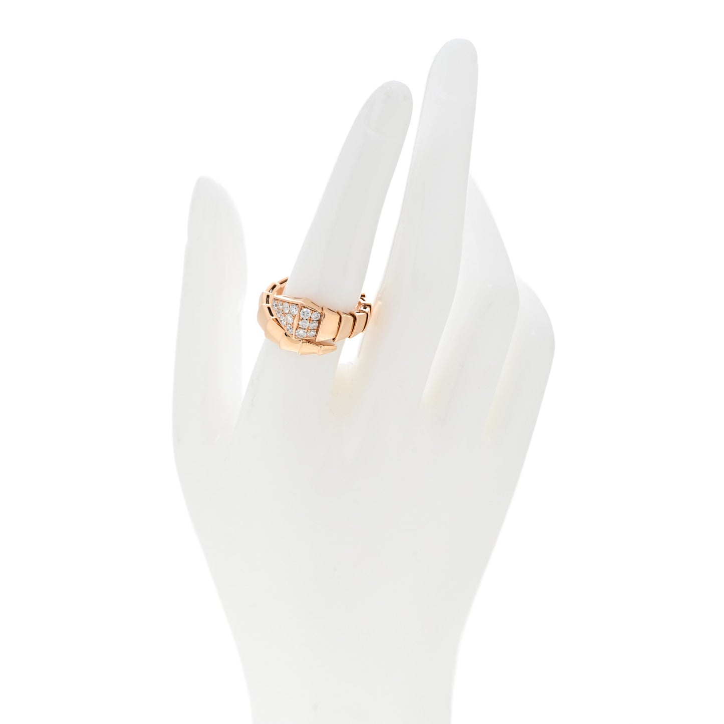 18K Rose Gold Diamond Serpenti Viper Ring L