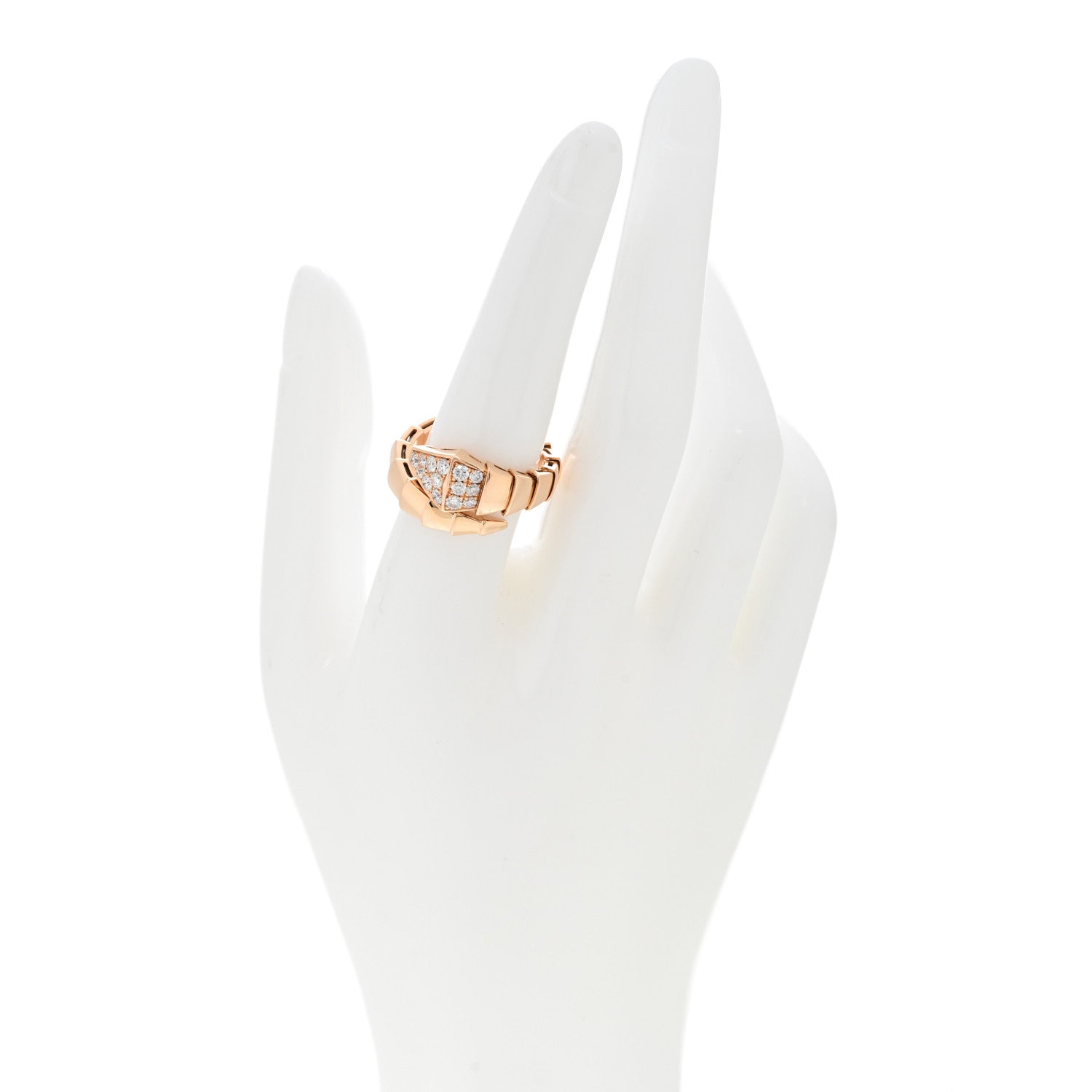 Bulgari 18K Rose Gold Diamond Serpenti Viper Ring L 2 of 5