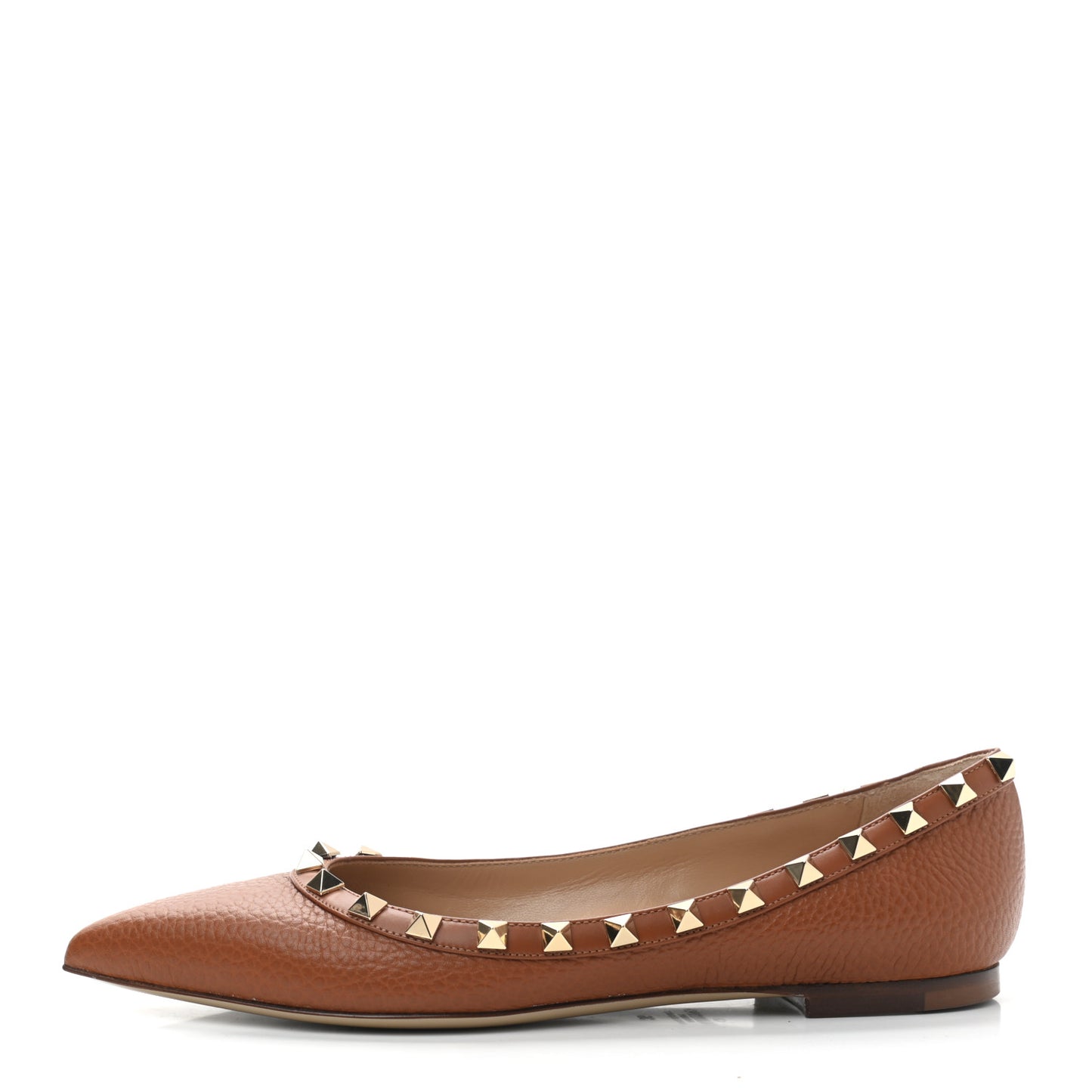 Pebbled Calfskin Rockstud Ballerina Flats 36 Selleria