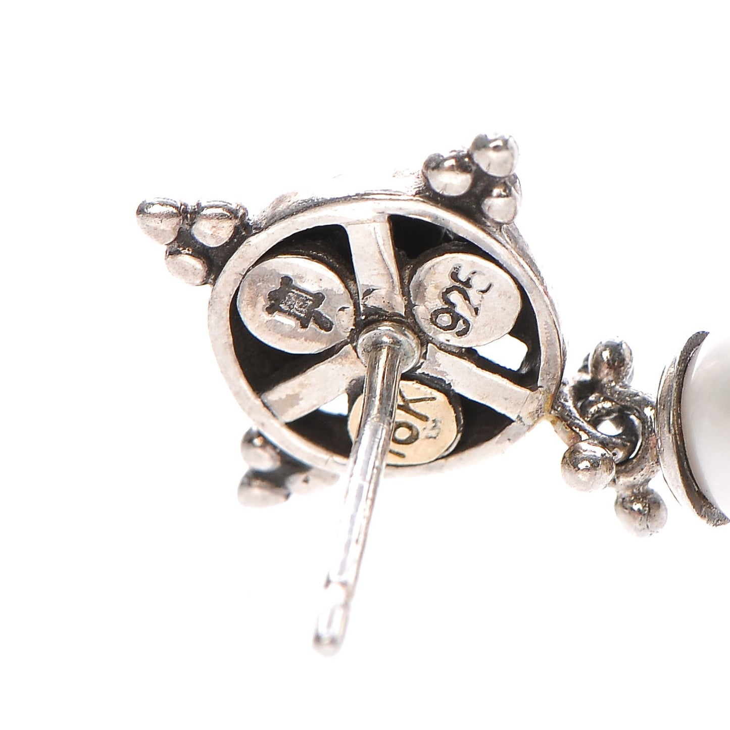 Sterling Silver 18K Yellow Gold Pearl Jaisalmer Drop Earrings