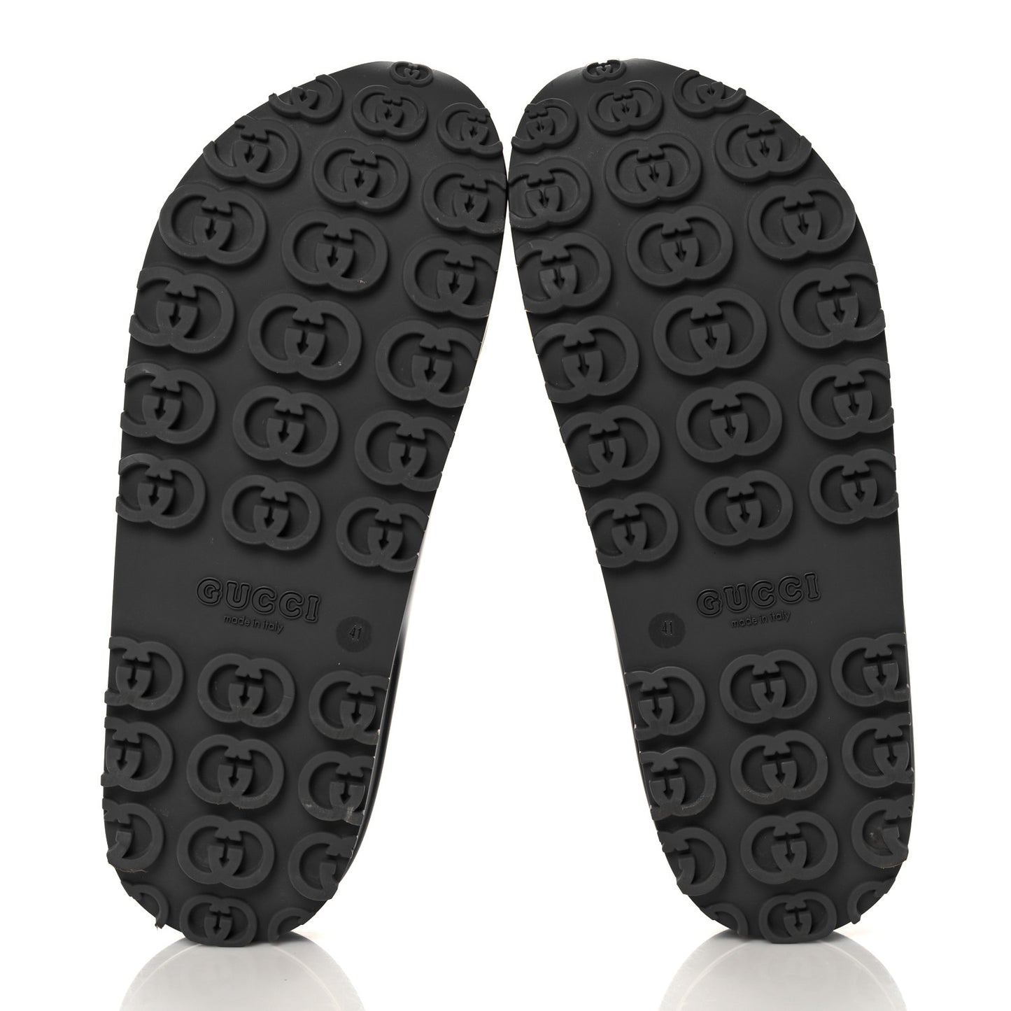 Soft Rubber Womens Interlocking G Platform 42mm Slide Sandals 41 Black