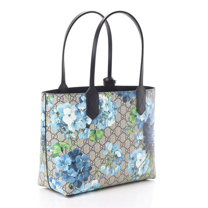 Gucci GG Supreme Monogram Blooms Small Reversible Tote Beige Blue Navy 5 of 16