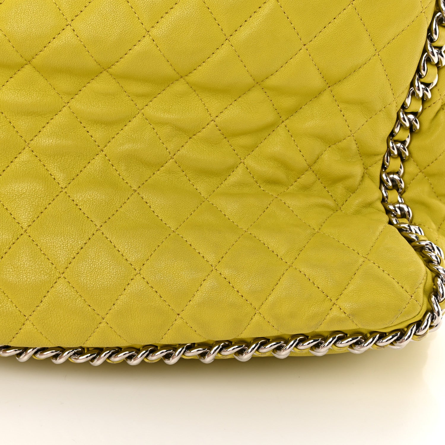 Chanel Washed Lambskin Quilted Maxi Chain Around Flap Yellow 11 of 11