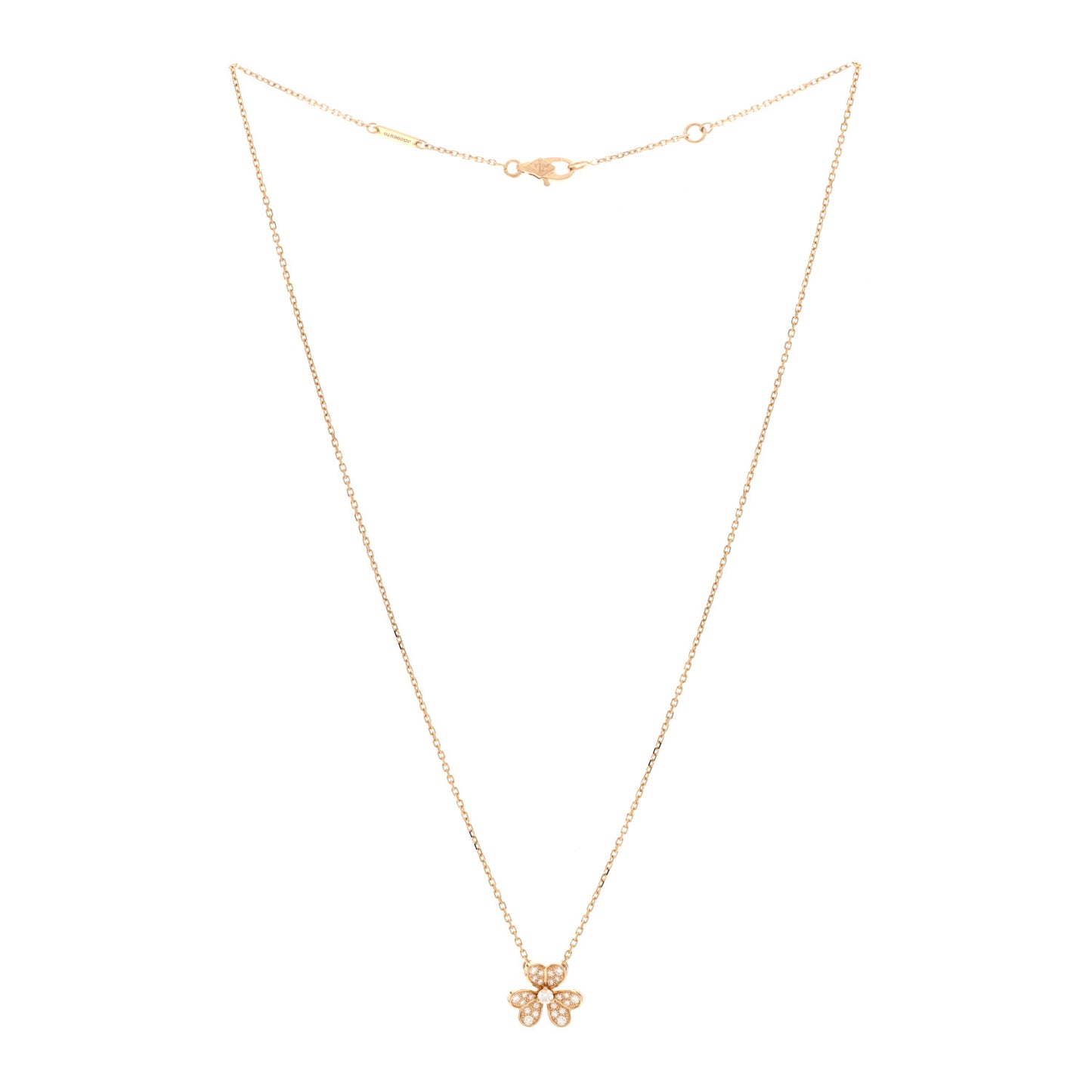 18K Yellow Gold Diamond Mini Frivole Pendant Pave Necklace