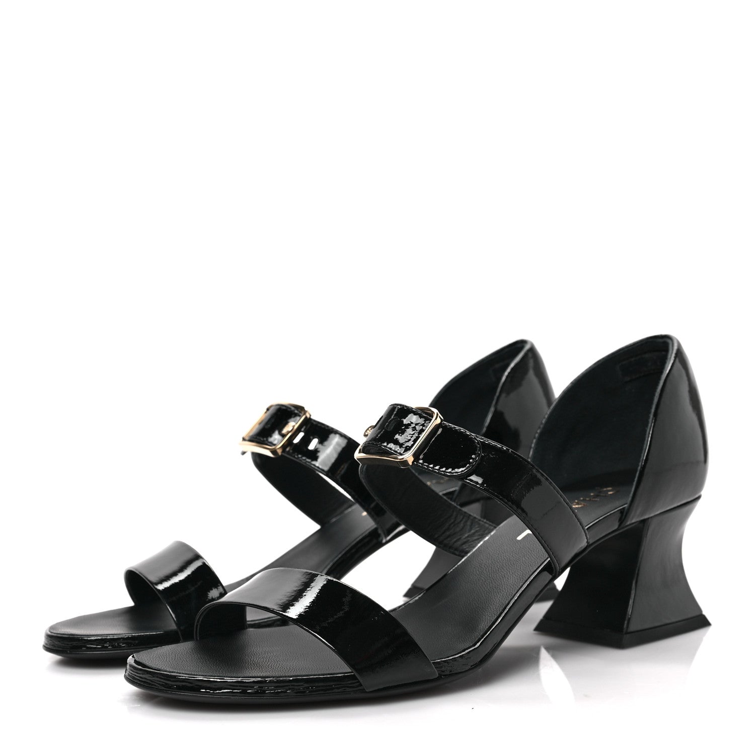 Chanel Patent Goatskin Sandals 38.5 Black 2 of 7