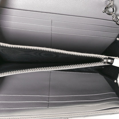 Saint Laurent Grain De Poudre Matelasse Chevron Small Monogram Chain Wallet Light Grey 12 of 36