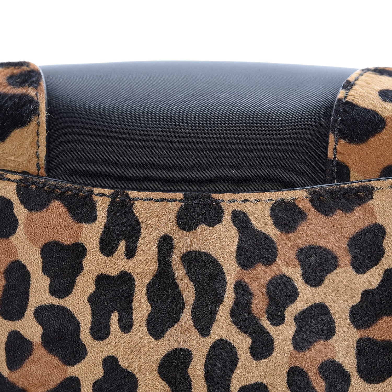 Prada Tessuto Cavallino Ostrich Leopard Print Tote Black Miele Rosso 9 of 9