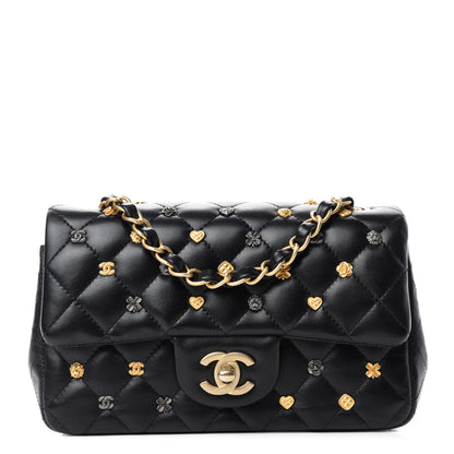 Chanel Lambskin Quilted Studded Mini Rectangular Flap Black 1 of 12