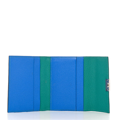 Hermes Chevre Mysore Mini Clic Card Holder Bleu Hydra Vert Verone 5 of 9
