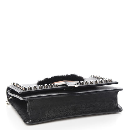 Fendi Vitello Elite Mink Fur Studded Karlito Tube Wallet on Chain Black 4 of 10