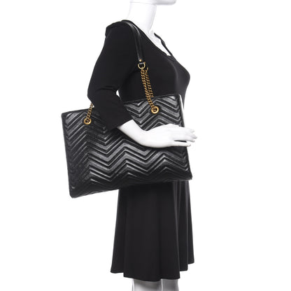 Gucci Vintage Calfskin Matelasse Medium GG Marmont Slim Tote Black 2 of 9