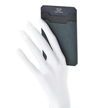 Hermes Epsom City 3CC Card Holder Black Vert Cypress Bleu Nuit 2 of 8