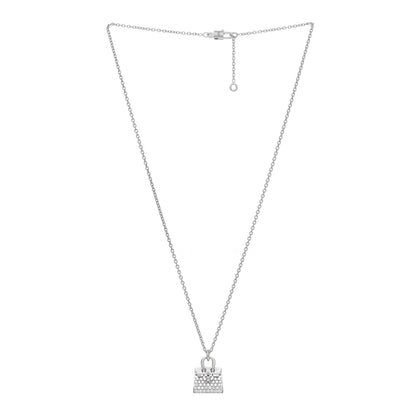 Hermes 18K White Gold Diamond Birkin Amulettes Pendant Necklace 3 of 5