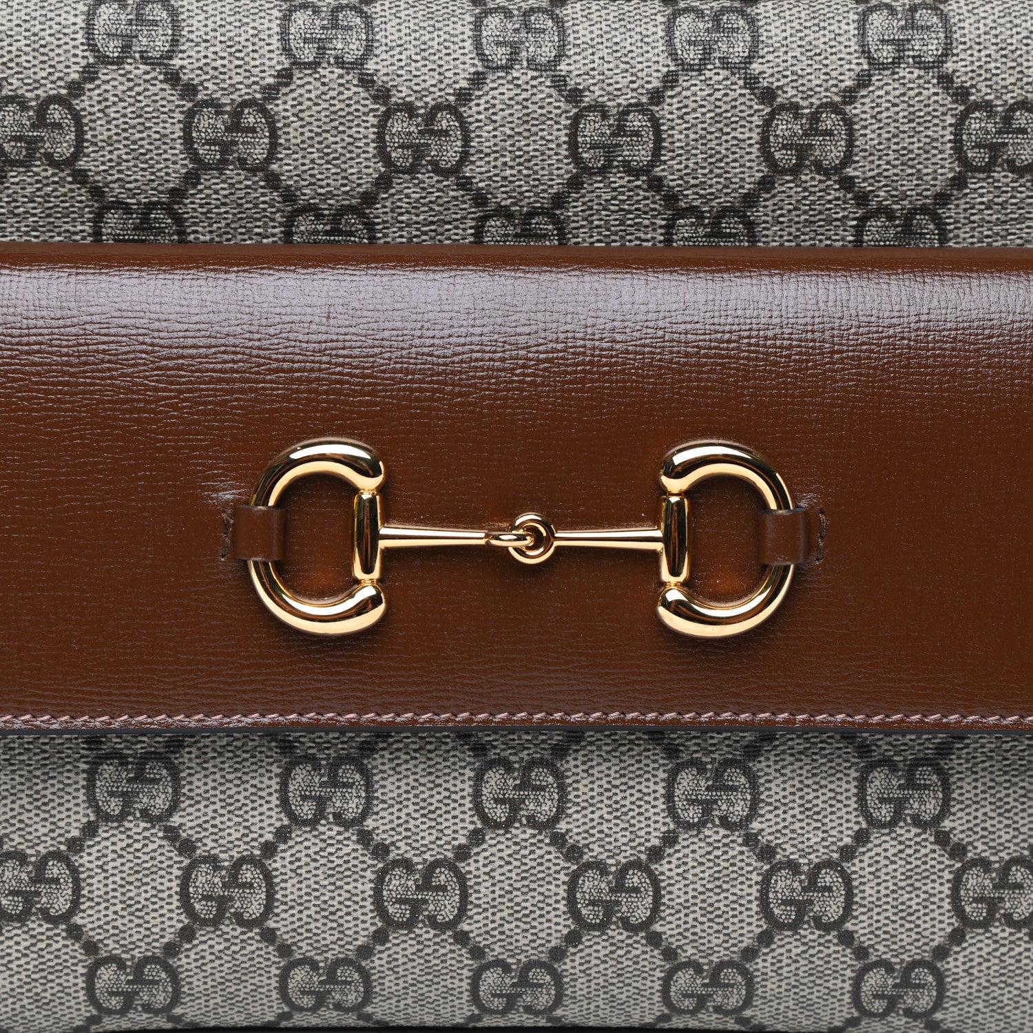 Gucci GG Supreme Monogram Small Horsebit 1955 Shoulder Bag Beige Brown Sugar 10 of 11