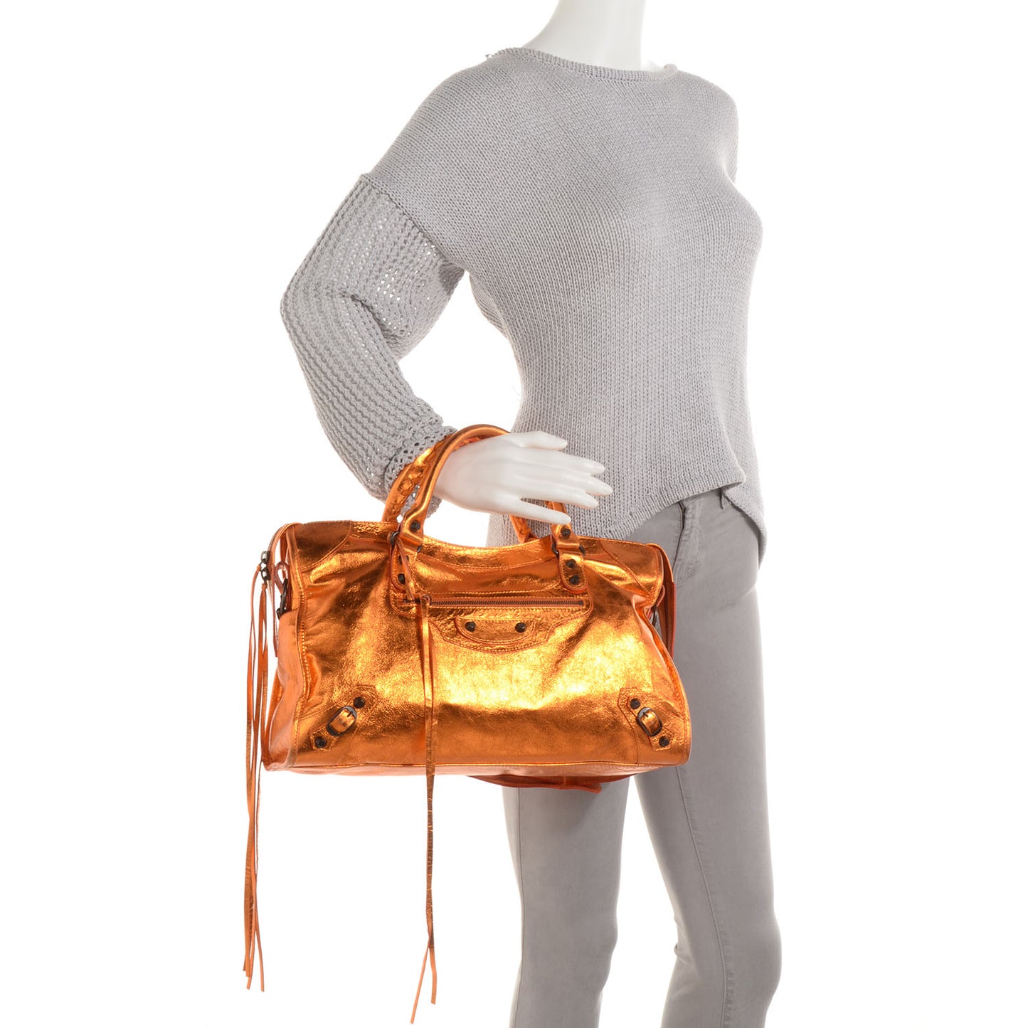 Metallic Agneau City Orange