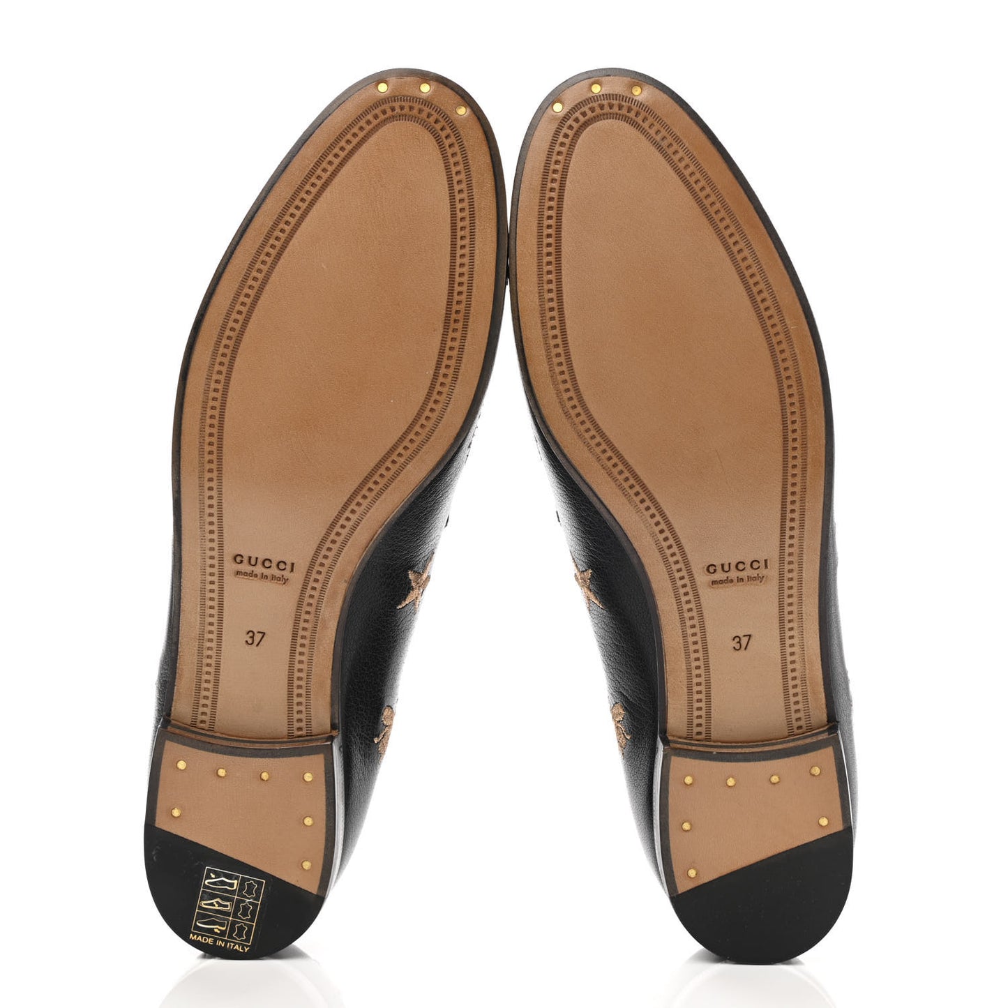 Goatskin Bee Star Embroidered Womens Jordaan Loafers 37 Black