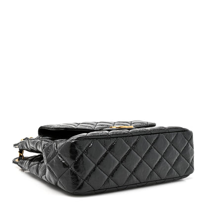 Chanel Shiny Crumpled Calfskin Quilted Wavy CC Hobo Black 4 of 10