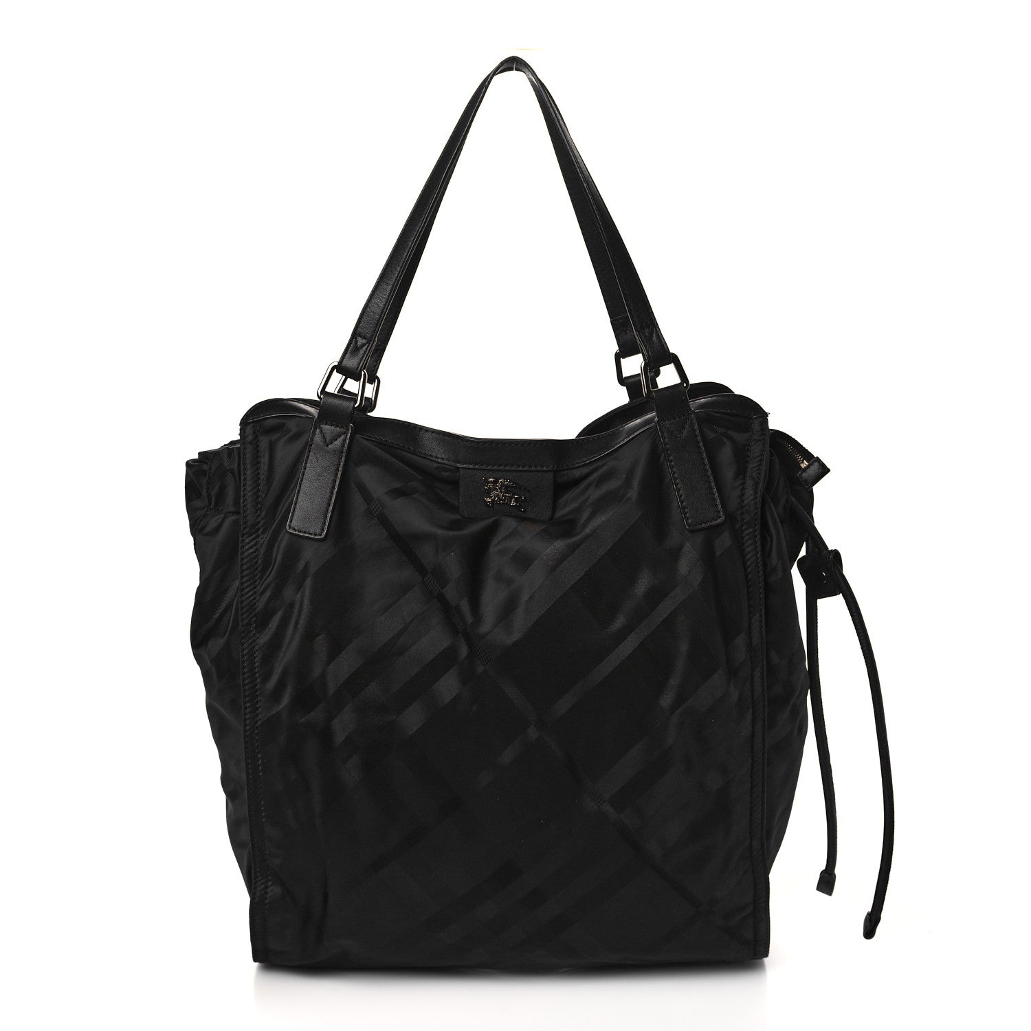 Burberry Nylon Tonal Check Buckleigh Packable Tote Black 1 of 9