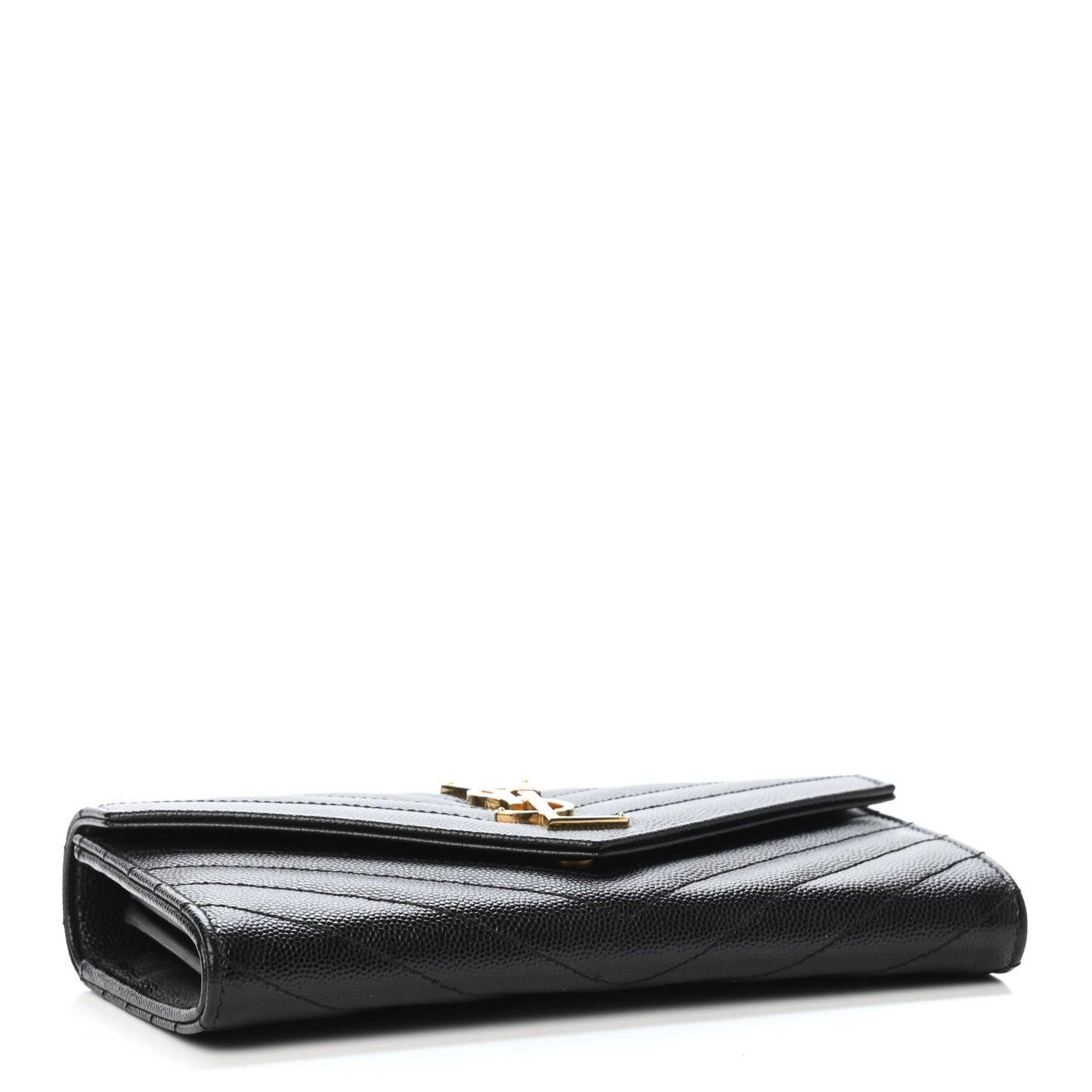 Grain De Poudre Matelasse Chevron Monogram Flap Wallet Black