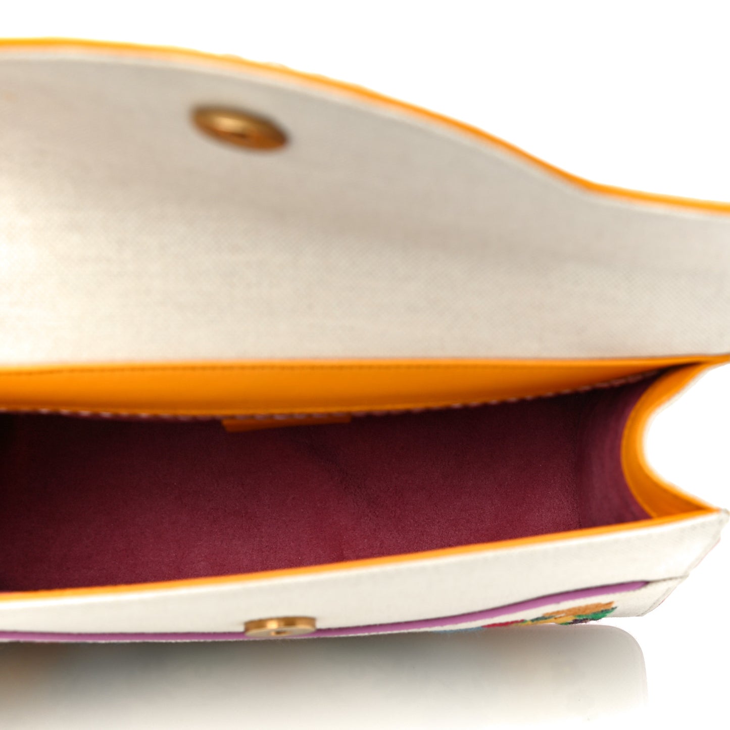 Linen Canvas Embroidered Small Shoulder Bag White