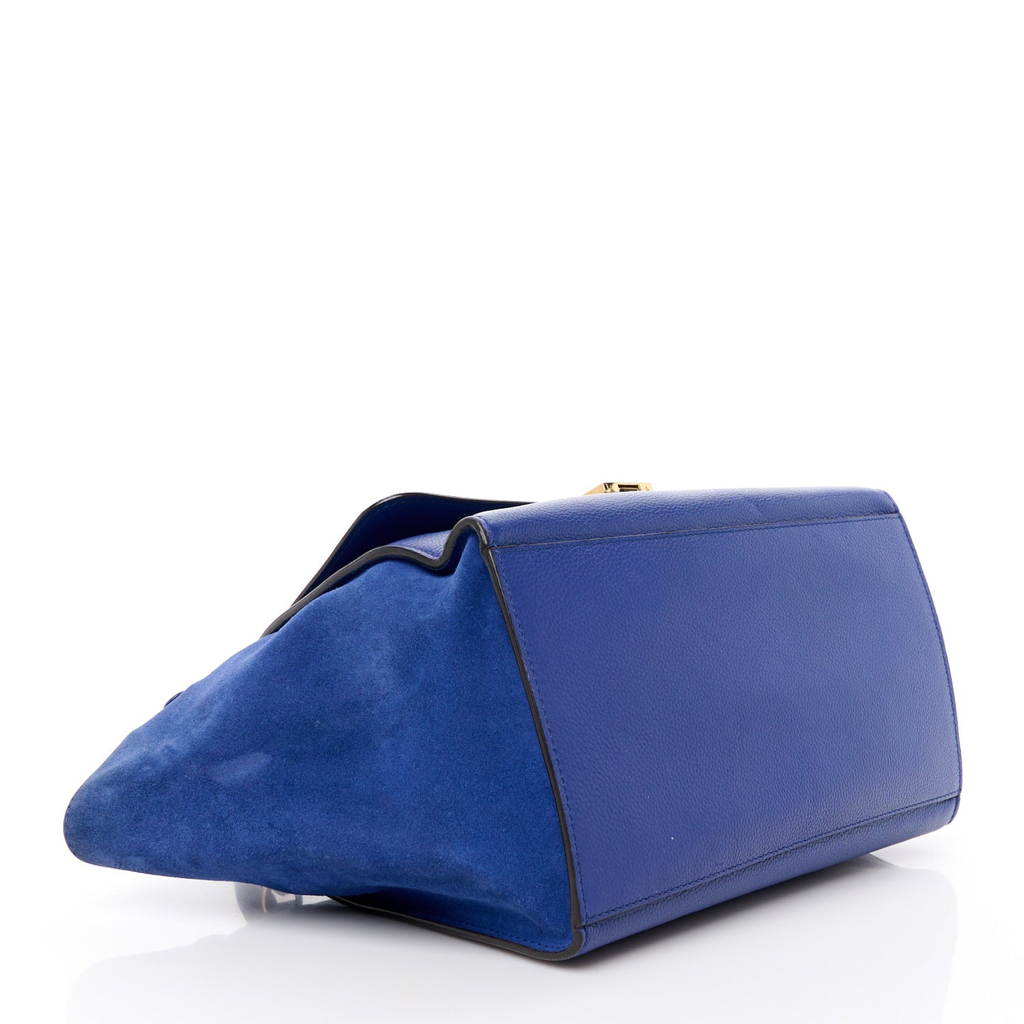 Drummed Calfskin Suede Medium Trapeze Indigo