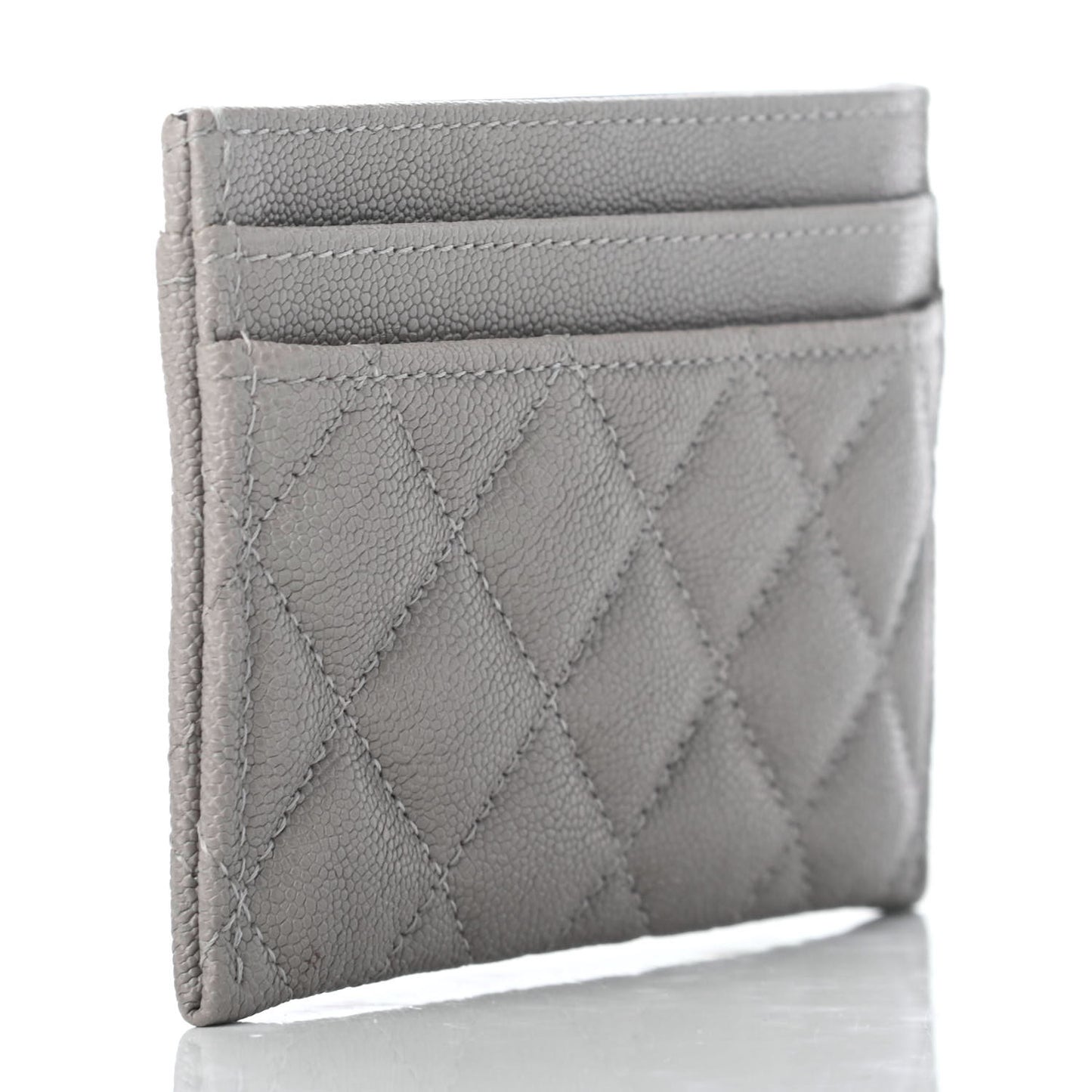 Caviar Quilted Boy Card Holder Grey
