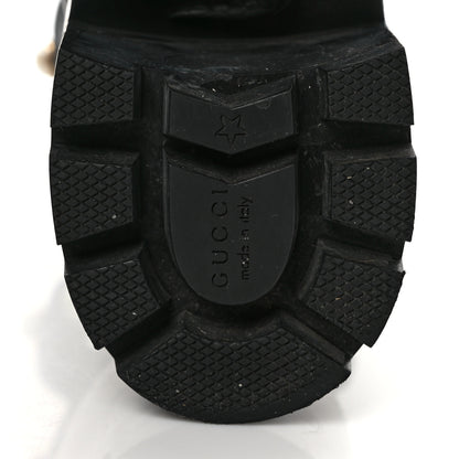 Gucci Calfskin Embroidered Lace Up Combat Ankle Boots 40 Black 6 of 9