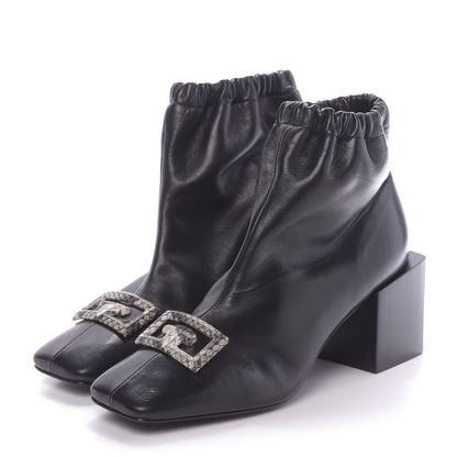 Givenchy Calfskin Snakeskin Embossed ID Scrunch Bootie 37 Black 3 of 10