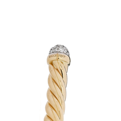 David Yurman 18K Yellow Gold Diamond 4mm Cable Flex Cuff Bracelet 4 of 4