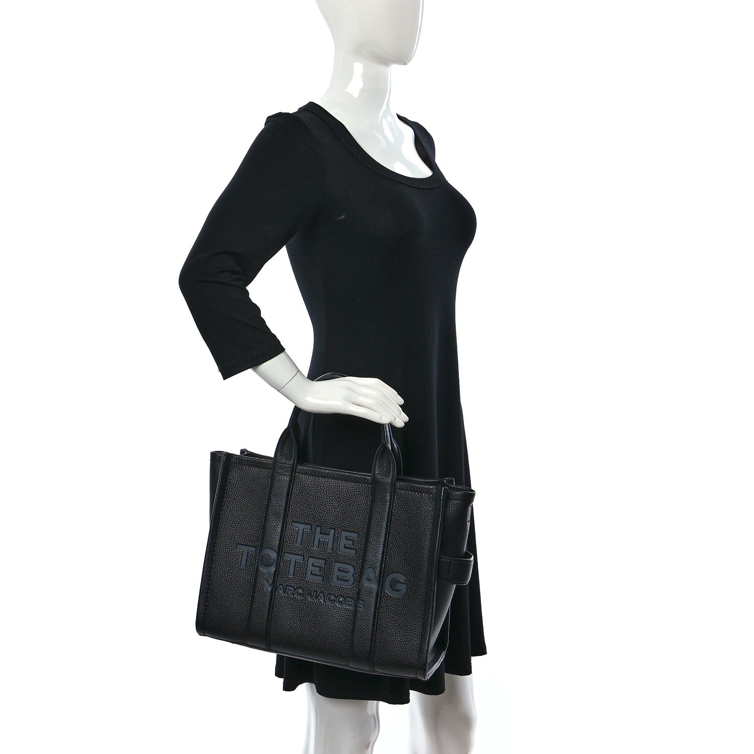 Marc Jacobs Grained Calfskin Medium The Tote Bag Black 2 of 8