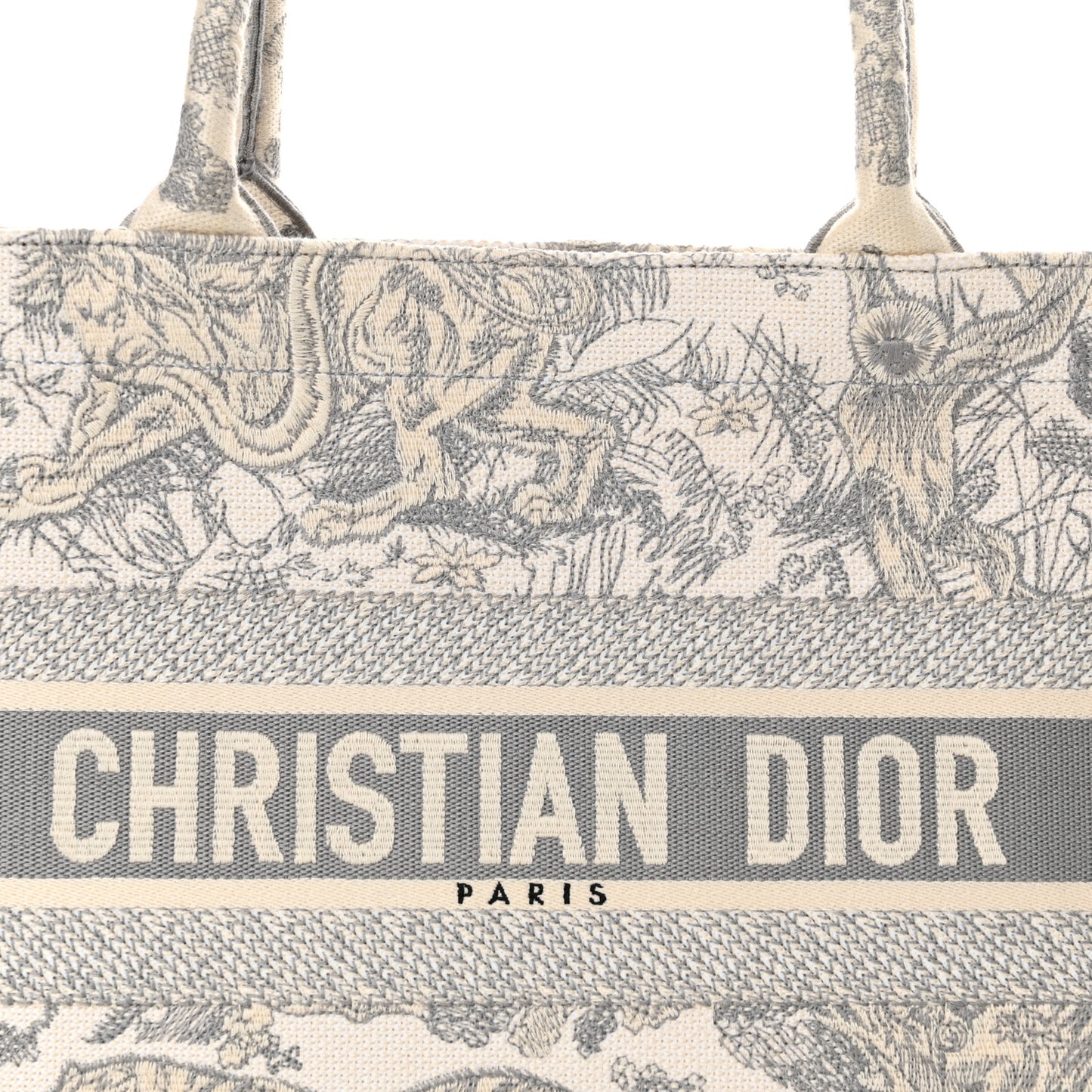 Canvas Embroidered Medium Dioriviera Toile De Jouy Book Tote Gray
