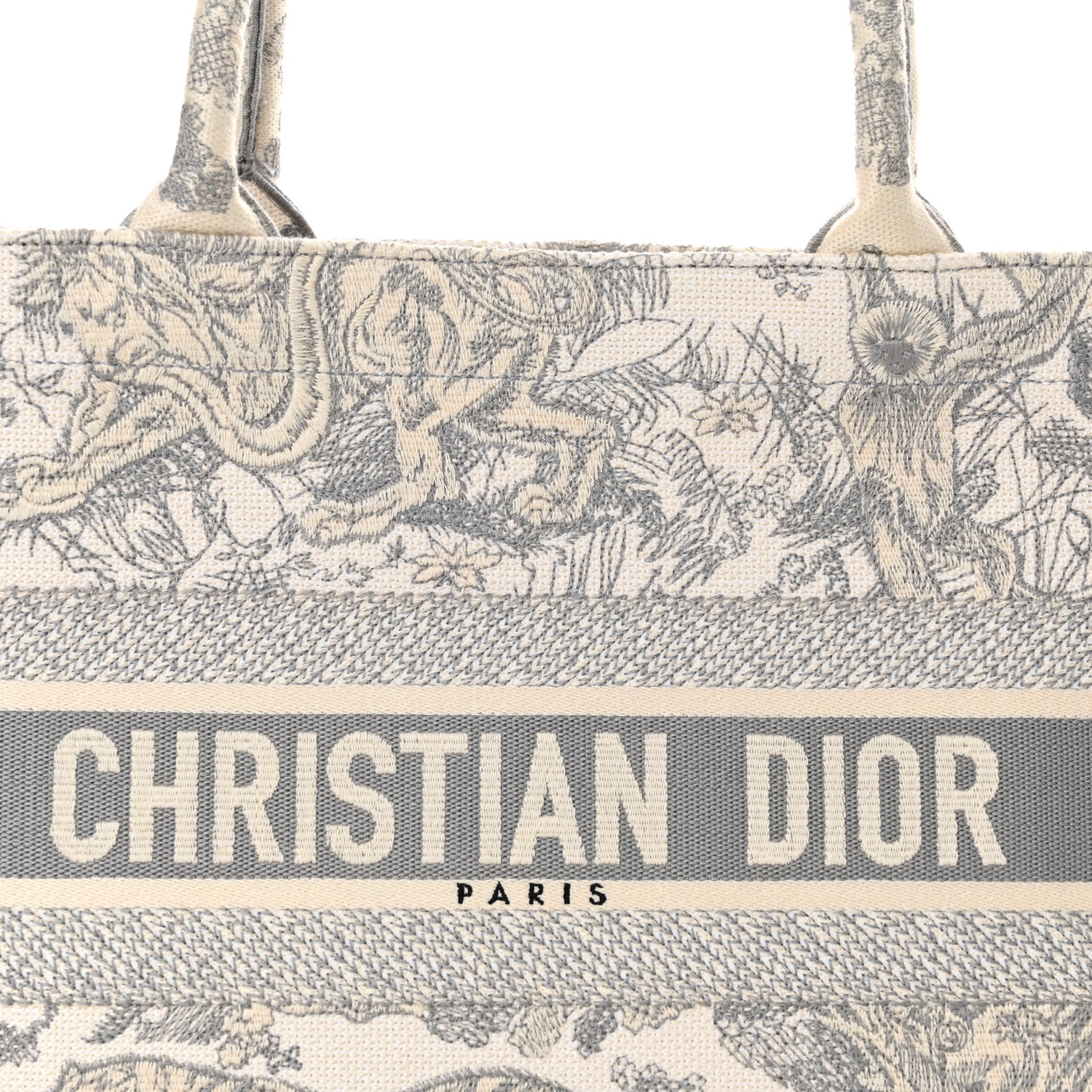 Christian Dior Canvas Embroidered Medium Dioriviera Toile De Jouy Book Tote Gray 8 of 17