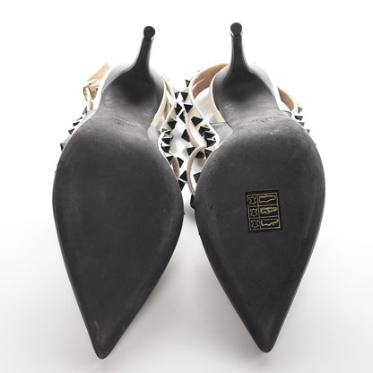 Valentino Garavani Nappa Rockstud Ankle Strap 100mm Pumps 36.5 Black Light Ivory 5 of 8